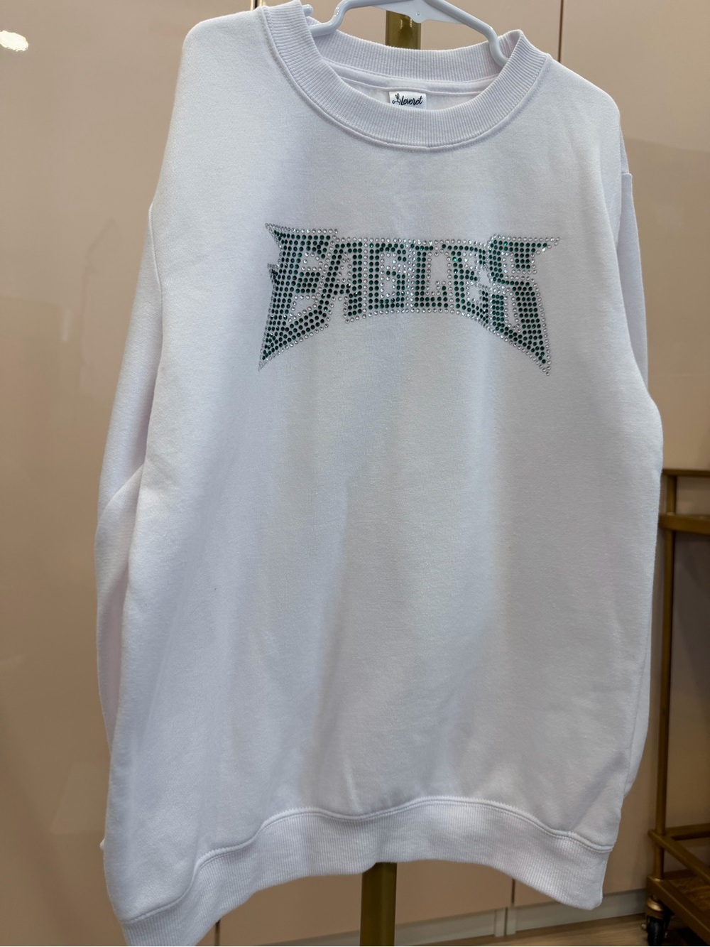 Eagles Rhinestone Graphic White Kids Crewneck Sweatshirt